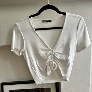White Zara Cropped Tshirt